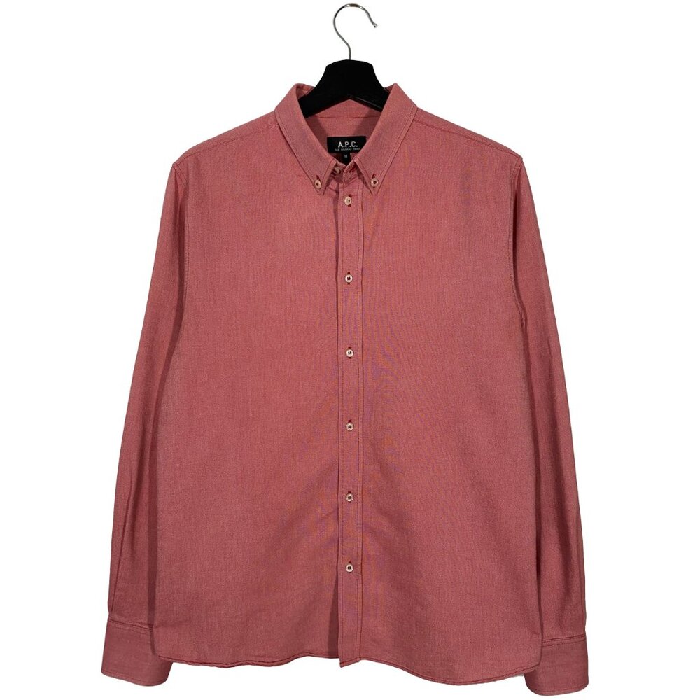 A.P.C. Barrel Cuff Button Up Shirt Salmon / Faded Red mens size medium